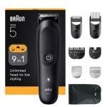 Cortadora de pelo Braun AIO5540 inalámbrica 9 en 1, auton. 120 min, resistente al agua