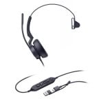 Auriculares Yealink UH46 Mono avec câble USB-C/A pour bureau et centres d’appels avec microphone antibruit noir