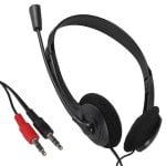 Auriculaires IGGUAL EASY CALL filaires Jack 3,5 mm pour bureau et appels avec micro rabattable, noir