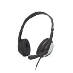 Auriculares Hama HS-P100 V2 avec fil Jack 3,5 mm pour bureau et PC, micro perche, noir et argent