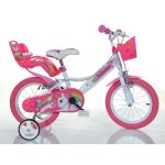 Bicicletta per bambina DINO BIKES 144R-UN 14" acciaio rosa bianco ruote supporto