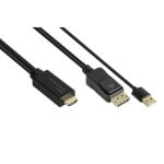 Adapterkabel Roline HDMI-DP020 2 m HDMI Typ A DisplayPort Gold Schwarz
