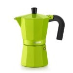 Máquina de café italiana Monix M391703 3 xícaras verde corpo em alumínio