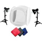 Fotostudio Set StudioKing WTK75 2 Lampen 40 W Faltbare Lichtbox 75x75x75 cm Schwarz Blau Rot Weiß