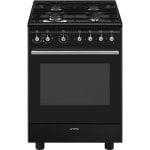 Cuisinière SMEG Concert CX61GMBL 4 feux gaz four électrique 70L inox noir
