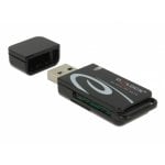 Leitor de Cartões Delock Mini USB 2.0 SD MicroSD Preto Hot-Swap Plug and Play