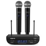 Microfono Vonyx WM82 wireless UHF doppio mano Mini-XLR con custodia