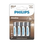 Pile Philips LR6A4B/10 AA Alcaline 1,5 V Pack de 4 Sans Métaux Lourds