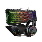 Teclado Spirit of Gamer PRO MKH5 membrane AZERTY RGB avec souris, casque et tapis