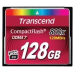 Tarjeta CompactFlash Transcend 128GB 800x MLC 120MB/s 60MB/s Negra