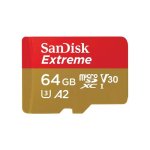 Scheda MicroSD SanDisk Extreme 64GB UHS-I 170MB/s 80MB/s U3 V30 A2 Gold/Red