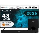 Nilait Prisma 43UD7004SWOS TV LED 4K Smart de 43" com WebOS + Barra de Som com Subwoofer Dolby 2.1 de 120W