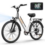 Bicicletta elettrica URLIFE E26 Motore 250W Batteria 36V 13Ah Freni a disco 26 pollici Bianco