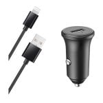 Cargador de coche BIGBEN CAC24AACBLMFIRB Lightning 2,4A 1,2m Negro
