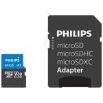Scheda MicroSDXC Philips FM64MP65B 64GB UHS-I Classe 10 U3 V30 con adattatore SD