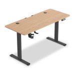 Mesa Gaming Offy 140cm Madeira Carvalho Elevação Elétrica Preta