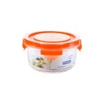 Glasslock Classic - Contenitore ermetico rotondo da 0,4 l in vetro temperato. Arancione