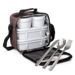 Borsa termica per il pranzo Tatay Kit e posate senza nichel, marrone