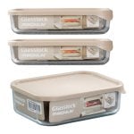 Glasslock Modular - Lote De 3 Recipientes De 1.2l Y 1.7l En Vidrio Templado Para Nevera