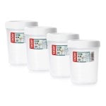 Tatay Twist - Set De 4 Recipientes Redondos 0.4l Con Cierre Hermético A Rosca. Blanco