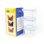 Glasslock Baby - Set di 3 contenitori quadrati in vetro temperato da 0,2 l
