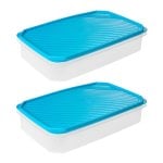 Tatay Top Flex - Juego De 2 Recipientes Rectangulares Planos 2.1l Con Cierre A Presión. Azul