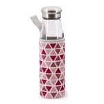 Iris Geometric - Botella De Agua 0.55l En Vidrio Con Funda Neopreno. Rosa