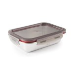 Lacor Ecoinox - Recipiente Rectangular Bajo De 0.8l En Acero Inoxidable Apto Microondas