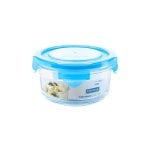 Glasslock Classic - Contenitore ermetico rotondo da 0,4 l in vetro temperato. Blu