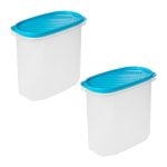 Tatay Top Flex - Juego De 2 Recipientes Ovalados Altos 2l Con Cierre A Presión. Azul