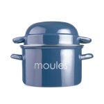 Ibili Moules - Pentola per cozze in acciaio smaltato da 18 cm con coperchio speciale. Petrolio