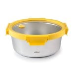 Lacor Etern - Recipiente Redondo De 1.5l En Acero Y Tapa De Cristal Apto Microondas