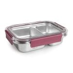 Lacor Twogo - Recipiente Rectangular De 0.45l + 0.28l En Acero Inoxidable Apto Microondas