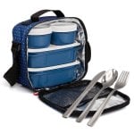 Kit borsa termica per il pranzo e set di posate Tatay Urban Food. Pois blu