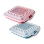 Ibili Deli - Set di 2 contenitori per alimenti per panini, salumi e formaggi. Rosso e blu