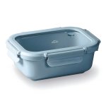 Lacor Ceram - Recipiente Rectangular De 1.15l En Cerámica Y Tapa De Cristal Apto Microondas. Blue