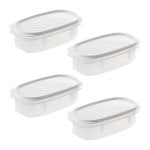 Tatay Top Flex - Juego De 4 Recipientes Ovalados 0.5l Con Cierre A Presión. Blanco