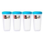 Tatay Twist - Set De 4 Recipientes Redondos 0.6l Con Cierre Hermético A Rosca. Turquesa