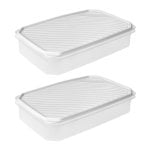 Tatay Top Flex - Juego De 2 Recipientes Rectangulares Planos 2.1l Con Cierre A Presión. Blanco