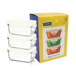 Glasslock Baby - Set di 3 contenitori rettangolari in vetro temperato da 0,15 l