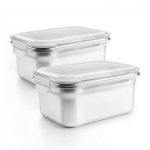 Ibili Keepklin - Lote De 2 Recipientes Rectangulares De 1.6l En Acero Inox. Apto Microondas