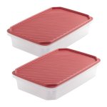 Tatay Top Flex - Confezione da 2 contenitori rettangolari ermetici, 2,1 l, chiusura a scatto. Mirtillo