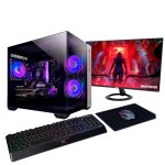 Desktop IBUYPOWER Pack Fighter Warhero Plus AMD Ryzen 5 5500 32GB 1TB SSD Radeon RX 9060 XT Windows 11 Pro Monitor 24 Kit Gaming