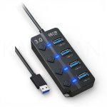 Hub USB Karawan 4 Portas USB 3.0 Interruptores Individuais Preto