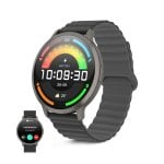 Smartwatch Ksix Core 3 Max Go, ecrã AMOLED de 1,73", bateria com duração até 7 dias, resistência à água IP68, caixa em liga de zinco preta e bracelete magnética em silicone preta.