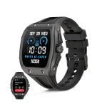 Smartwatch Ksix Hero 2 Go, ecrã IPS de 1,76", bateria com duração de 7 dias, classificação IP68, caixa em liga de zinco cinzenta, bracelete em silicone preta.