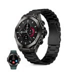 Ksix Titanium Go Bluetooth 55,5mm AMOLED Preto Correas Silicone e Aço IP67 SpO2 Pulsómetro