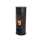 Estufa De Etanol En Acero Negro Con Puerta De Cristal Templado