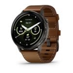 Garmin Venu 4 Bluetooth GPS 45mm AMOLED Preto Correia Castanha Grande 5ATM SpO2