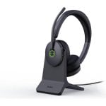 Auriculares Yealink WH68 Hybrid inalámbricos Bluetooth y DECT con Cancelación de Ruido para oficina, micrófono y base de carga, color negro